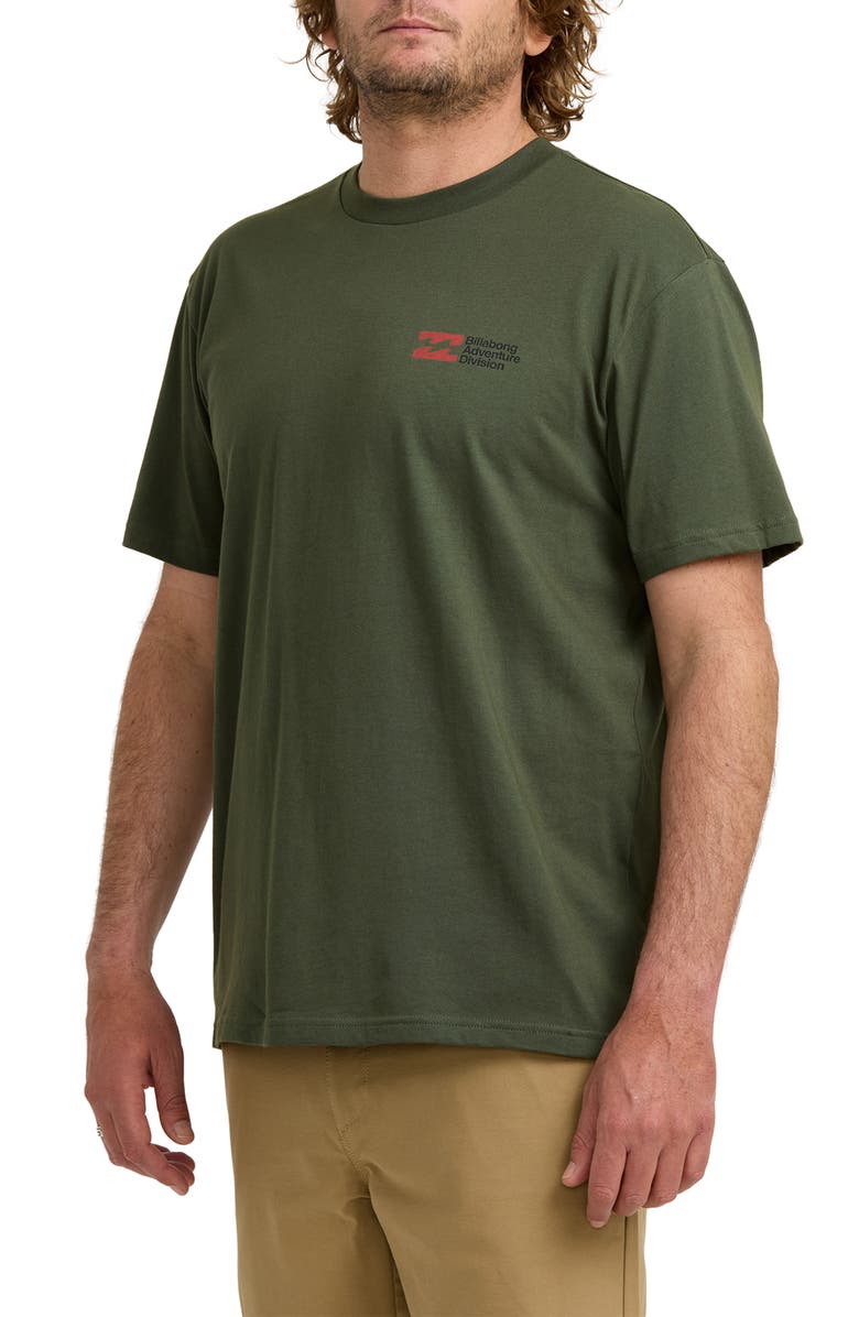 Billabong Abandoned Adventure Division Organic Cotton Graphic T-Shirt, Alternate, color, Flat Green