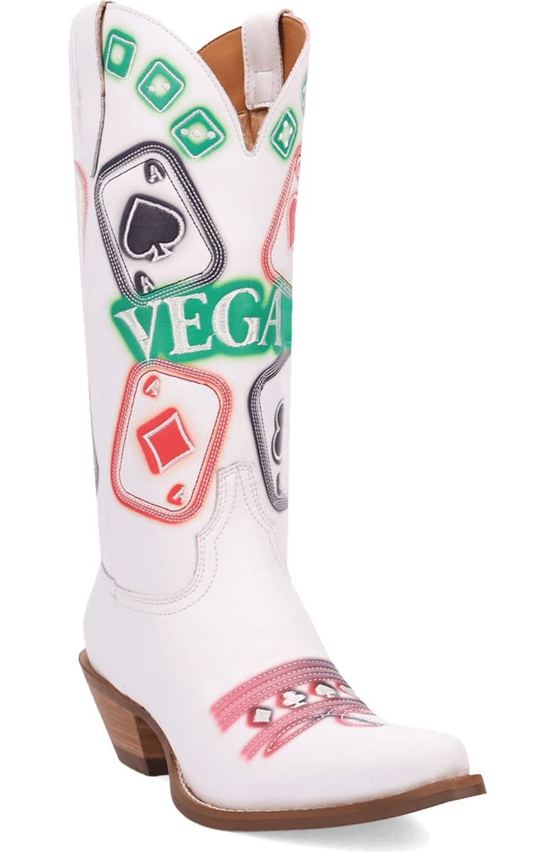 Dingo Vegas Embroidered Western Boot, Main, color, White