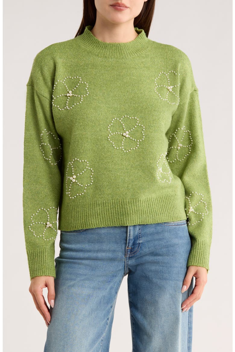 Clara Mock Neck Sweater, Main, color, SAGE HEATHER