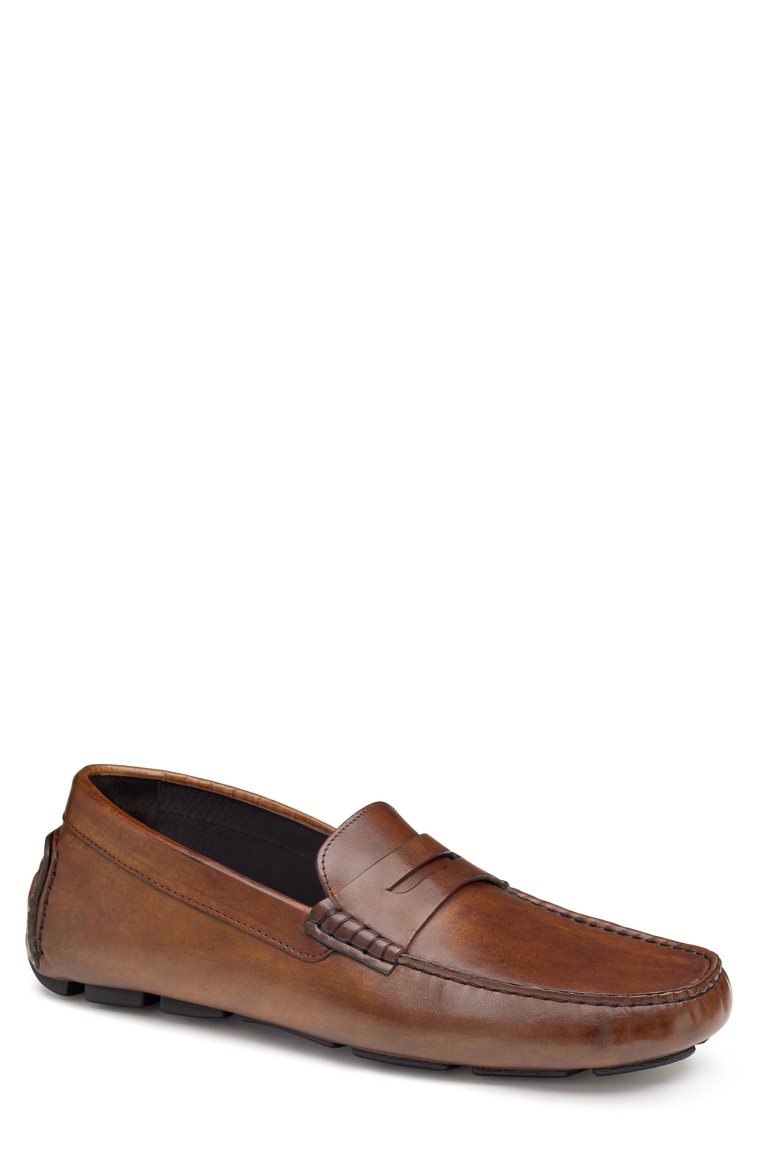 Johnston & Murphy Dayton Driving Penny Loafer, Main, color, Brown Italian Calfskin
