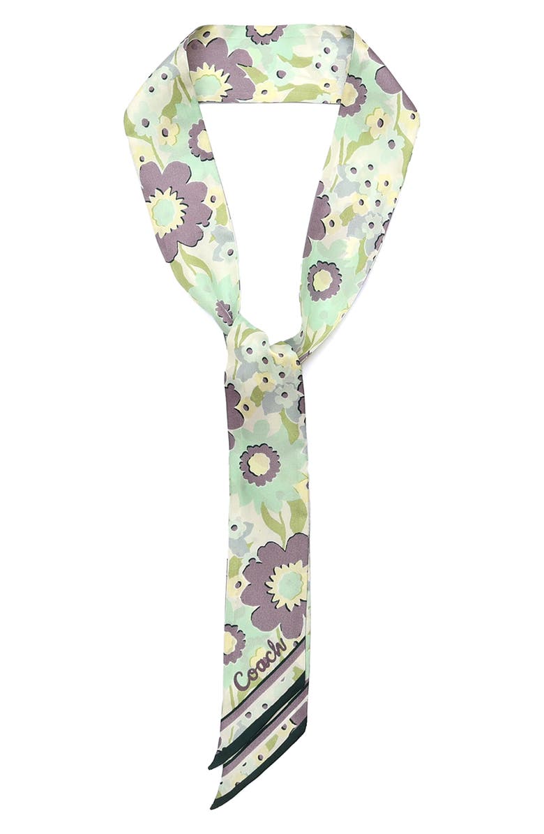 COACH Laurel Floral Skinny Silk Scarf, Alternate, color, 
