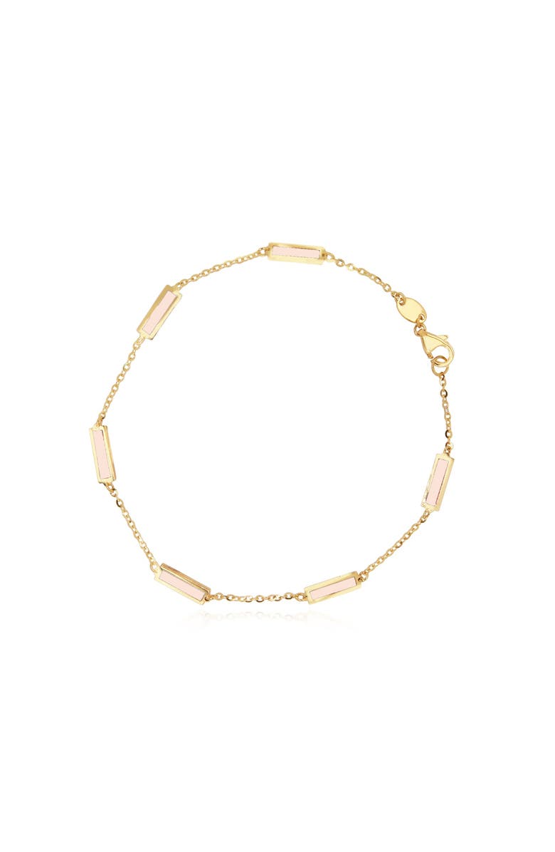 The Lovery Fine Jewelry Pink Pearl Bar Chain Bracelet, Main, color, Pink Pearl