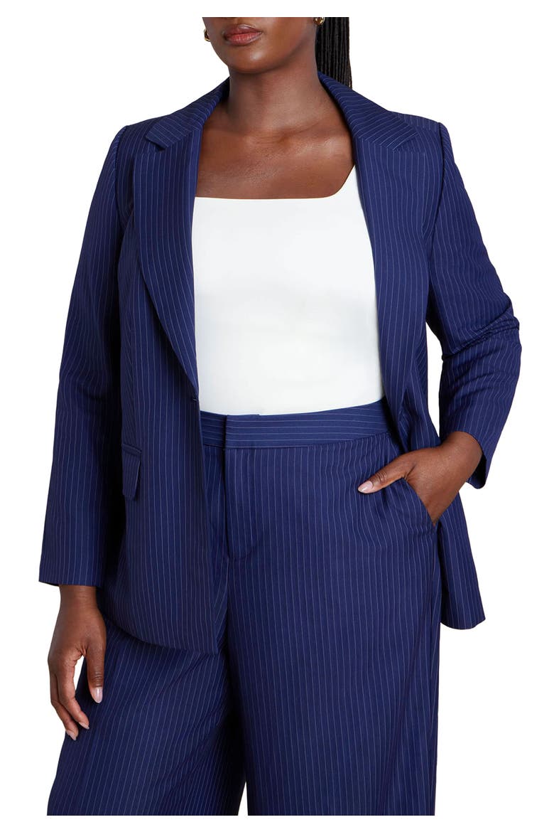 Pinstripe Blazer, Main, color, NAVY PINSTRIPE