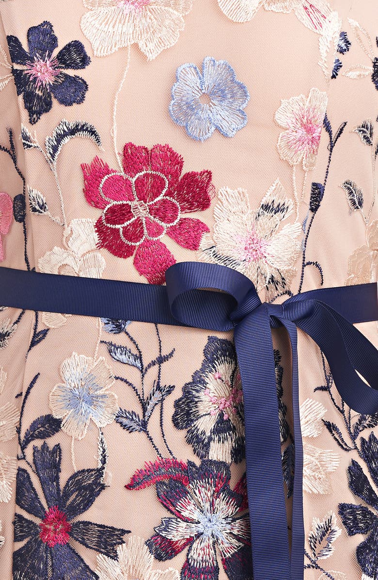 JS Collections Eleanor Embroidered Floral Cocktail Midi Dress, Alternate, color,