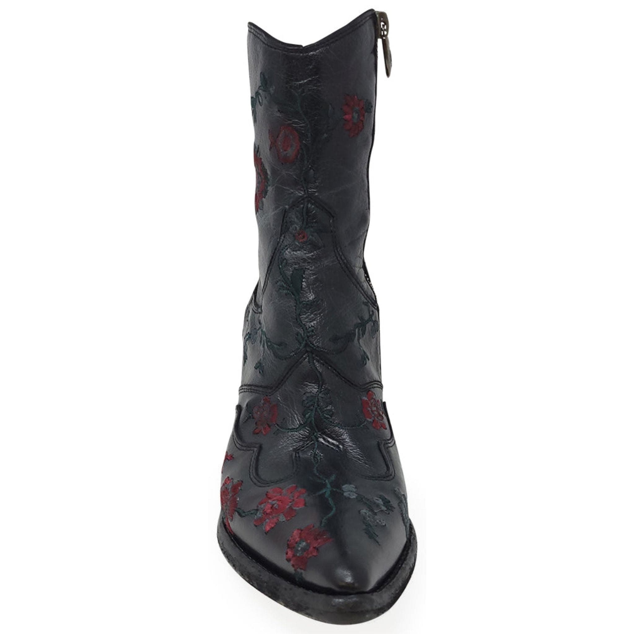 Madison Maison Leather Embroidered Ankle Boot, Alternate, color, Black