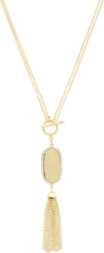 OLIVIA WELLES Thalia Crystal Tassel Pendant Necklace