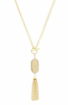 OLIVIA WELLES Thalia Crystal Tassel Pendant Necklace