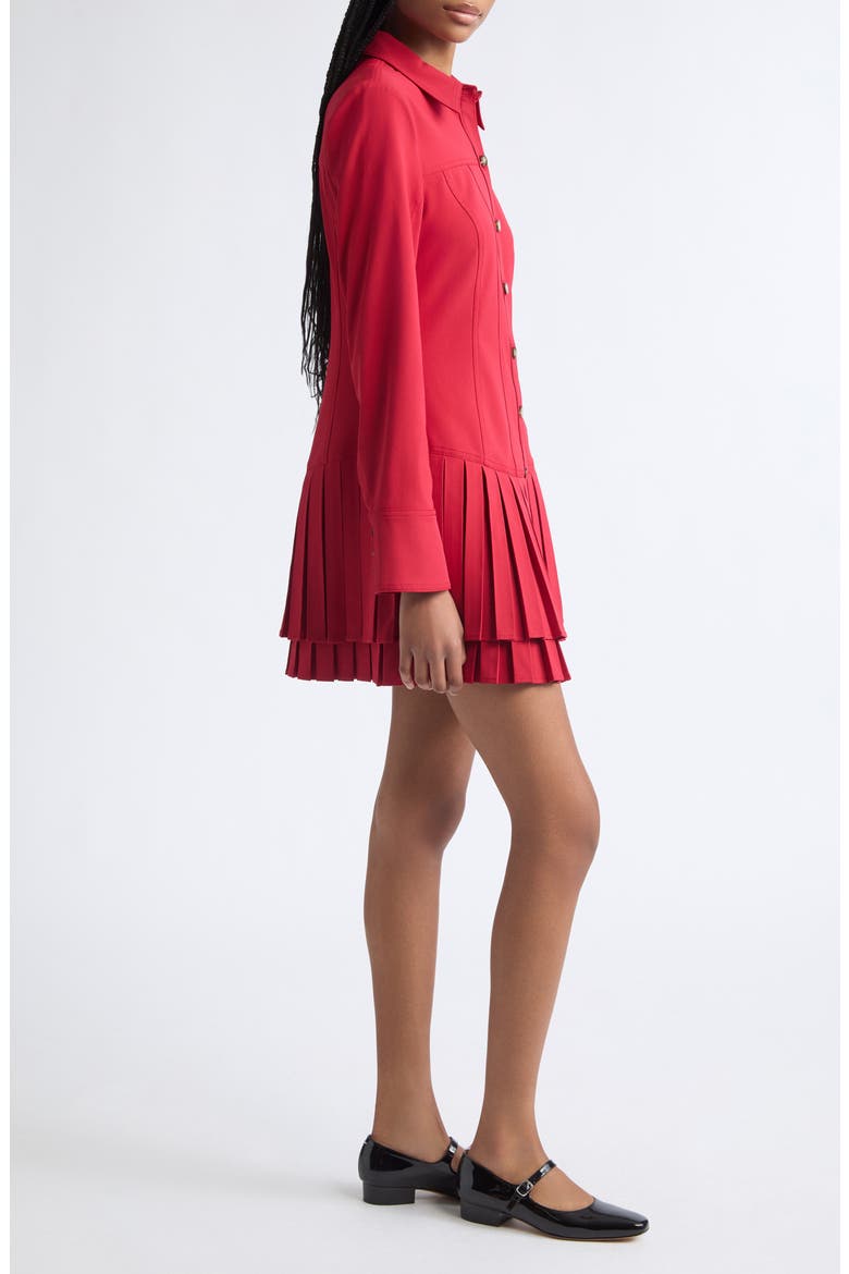 Dalissa Pleated Minidress, Alternate, color, WARM CRABERRY