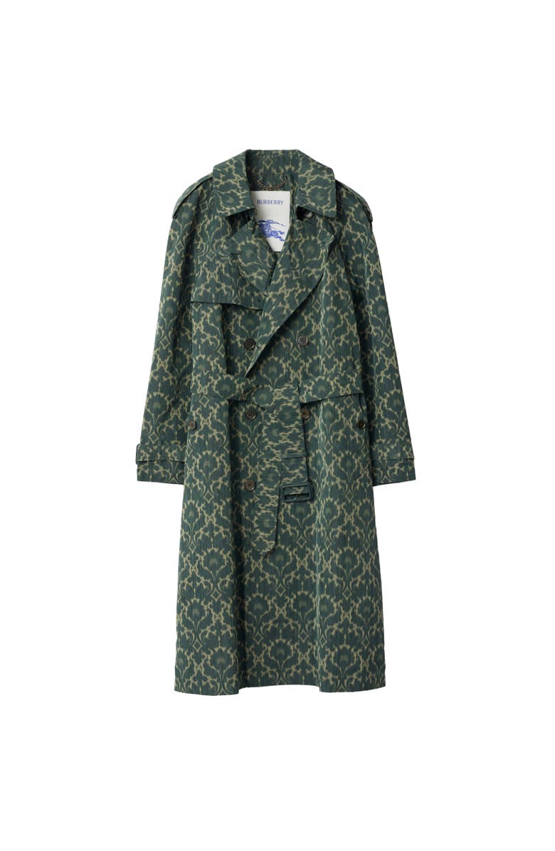 Burberry Long Baroque Viscose Blend Trench Coat, Alternate, color, Vine Green