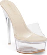 CHASE AND CHLOE Chase & Chloe Clear Platform Mule Sandal