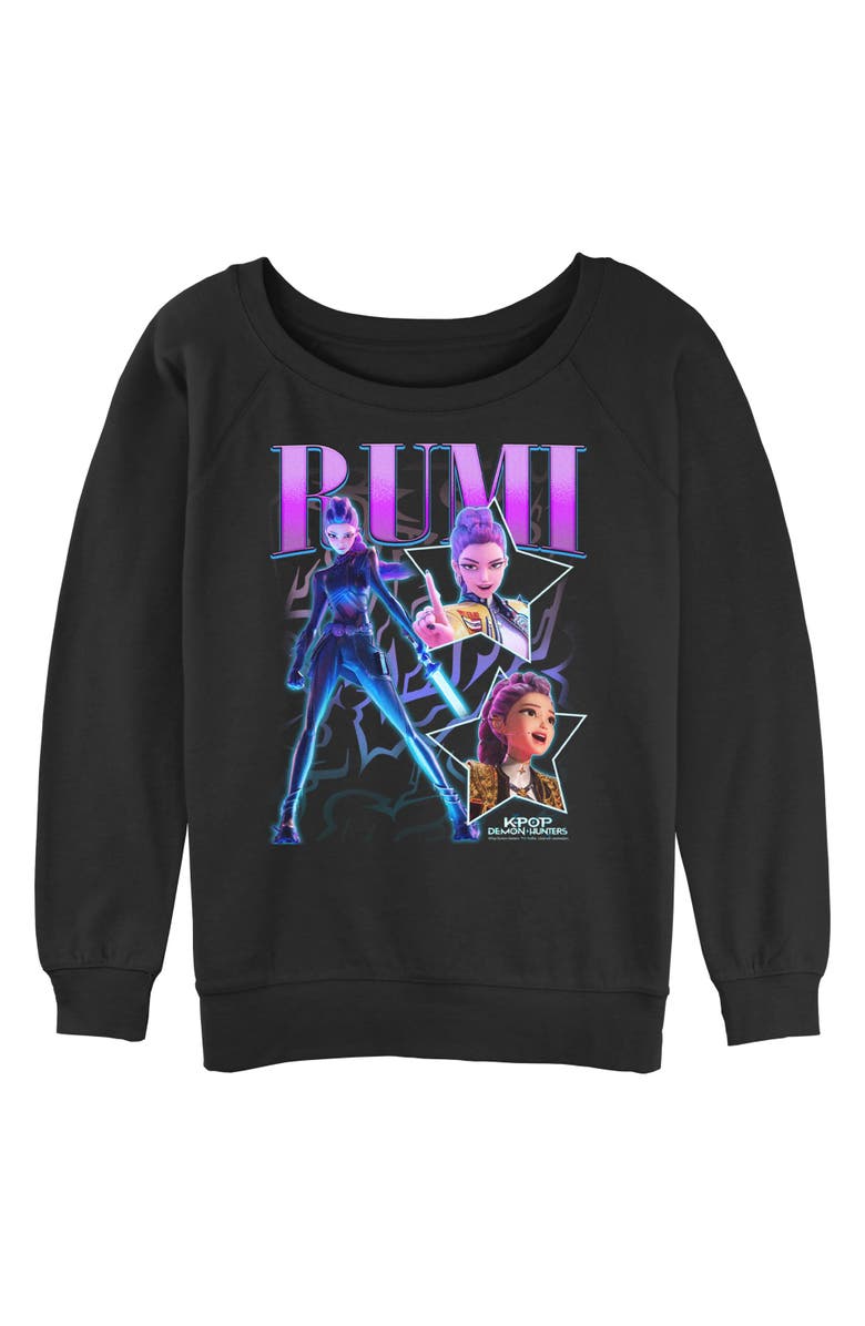 KPop Demon Hunters Junior's KPop Demon Hunters Rumi Super Star Logo Sweatshirt, Main, color, Black
