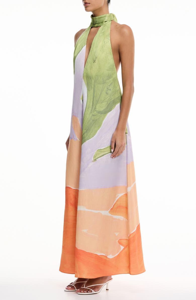 Significant Other Malina Floral Print Halter Dress, Alternate, color, Stamped Poppy