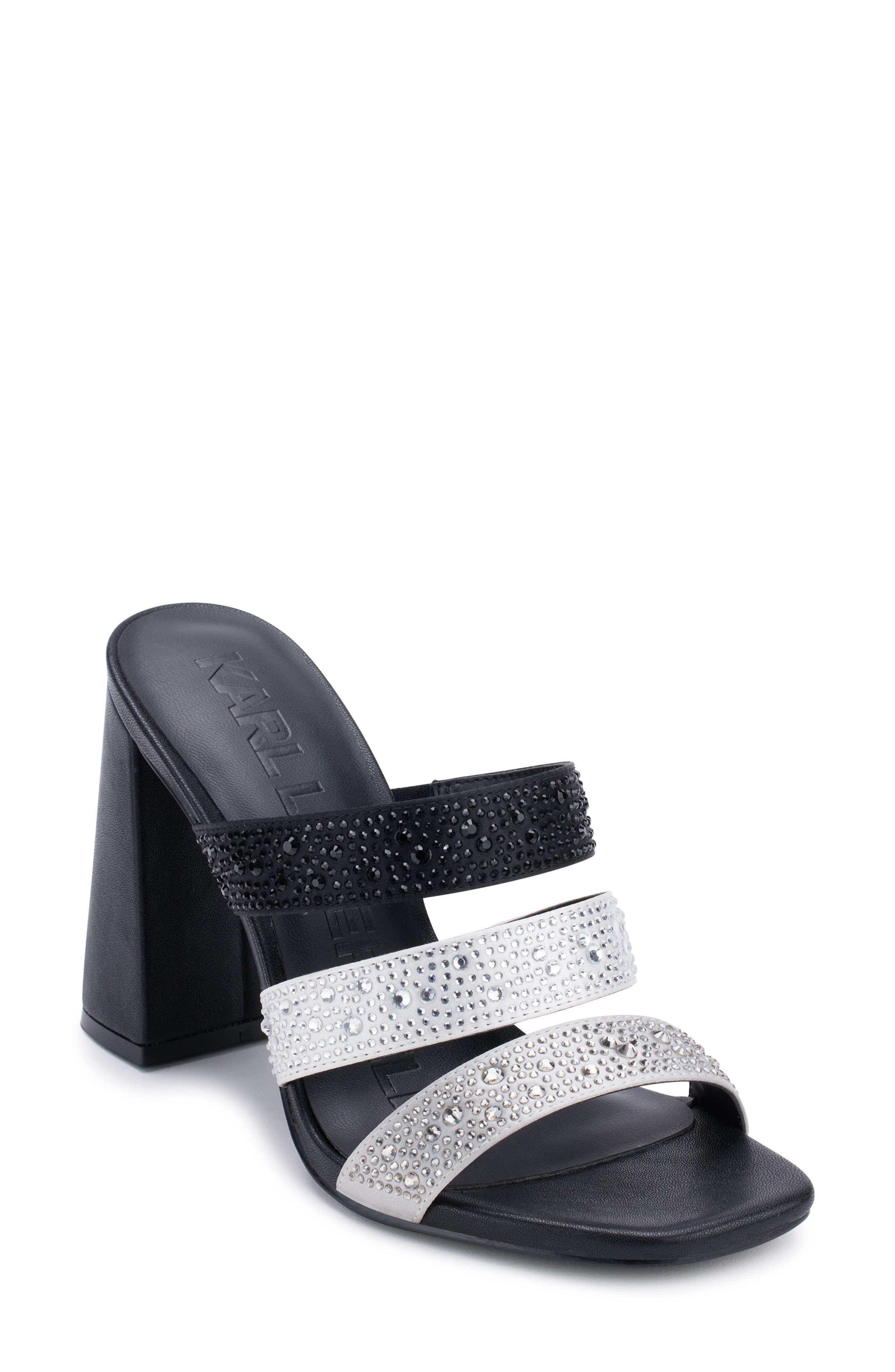 KARL LAGERFELD PARIS Rickie Rhinestone Slide Sandal, Main, color, 