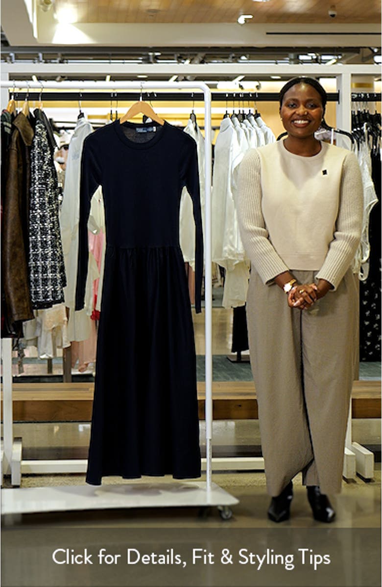 Mixed Media Long Sleeve Cotton Dress, sales video thumbnail