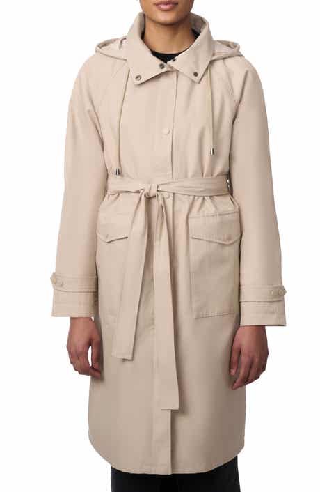 Bernardo Water Resistant Tie Belt Packable Raincoat