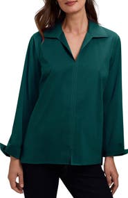 Foxcroft Agnes Split Cuff Popover Blouse