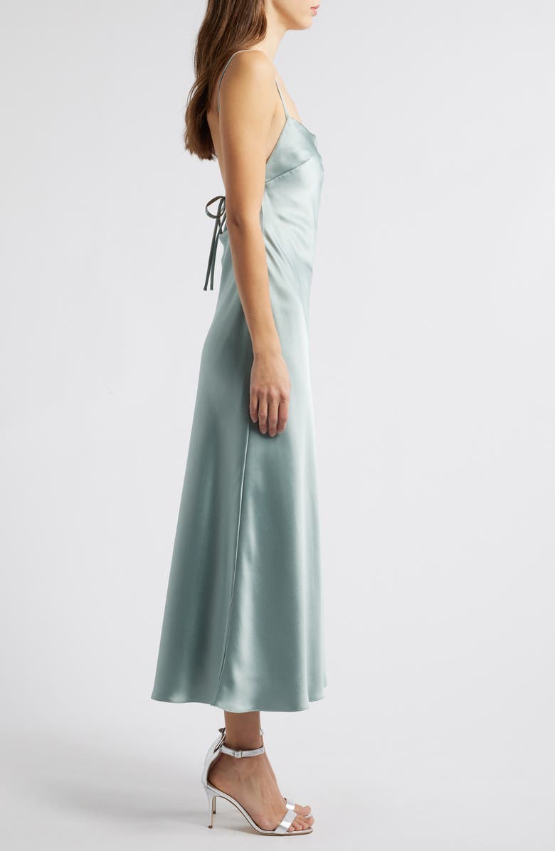 Amsale Andy Satin Midi Cocktail Dress, Alternate, color, Jade