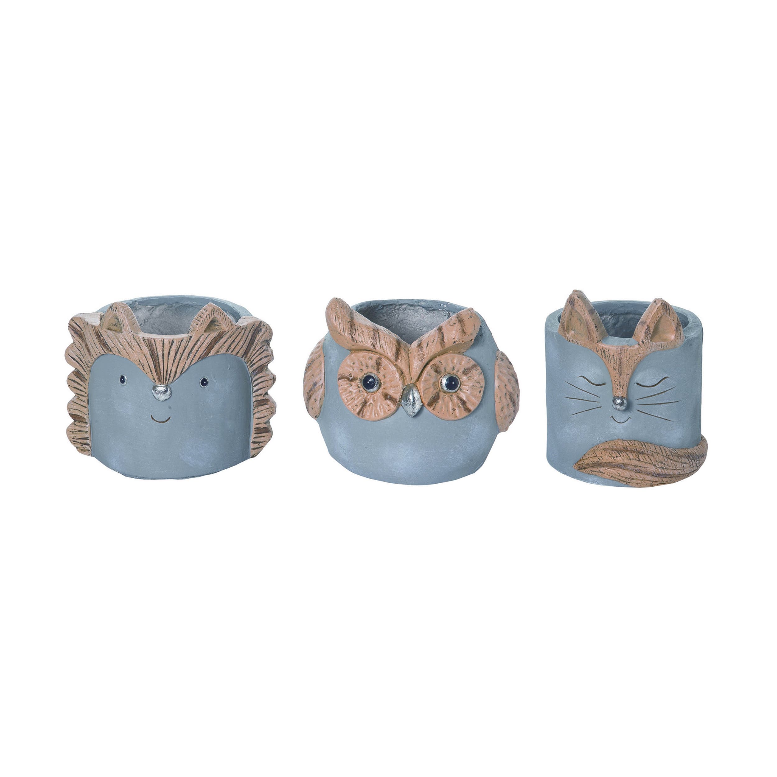 Transpac MGO Critter Planter Set of 3 with Drainage Hole Spring Summer ...
