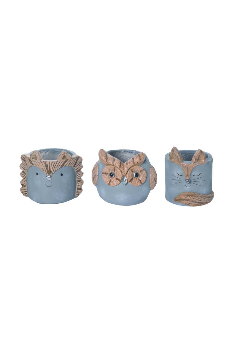 MGO Critter Planter Set of 3 with Drainage Hole Spring Summer Home Decorations Resin Planters, Main, color, Blue