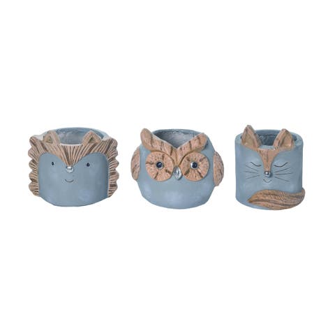 MGO Critter Planter Set of 3 with Drainage Hole Spring Summer Home Decorations Resin Planters
