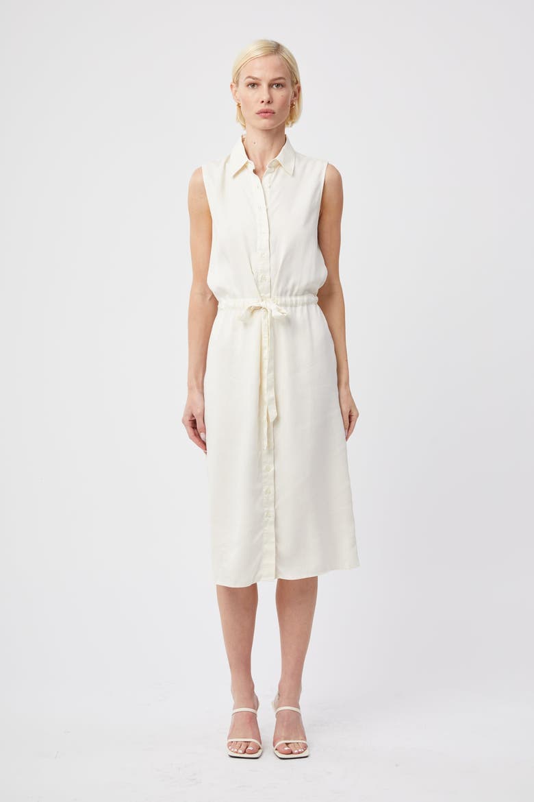 The Sleeveless Shirtdress w/ Tie Waist, Main, color, Cream Tencel