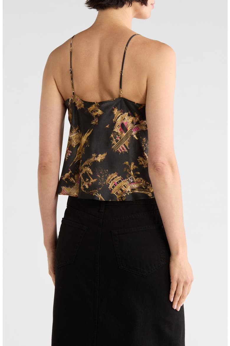 Calista Cowl Neck Silk Cami, Alternate, color, BLACK MULTI CHINOISERIE