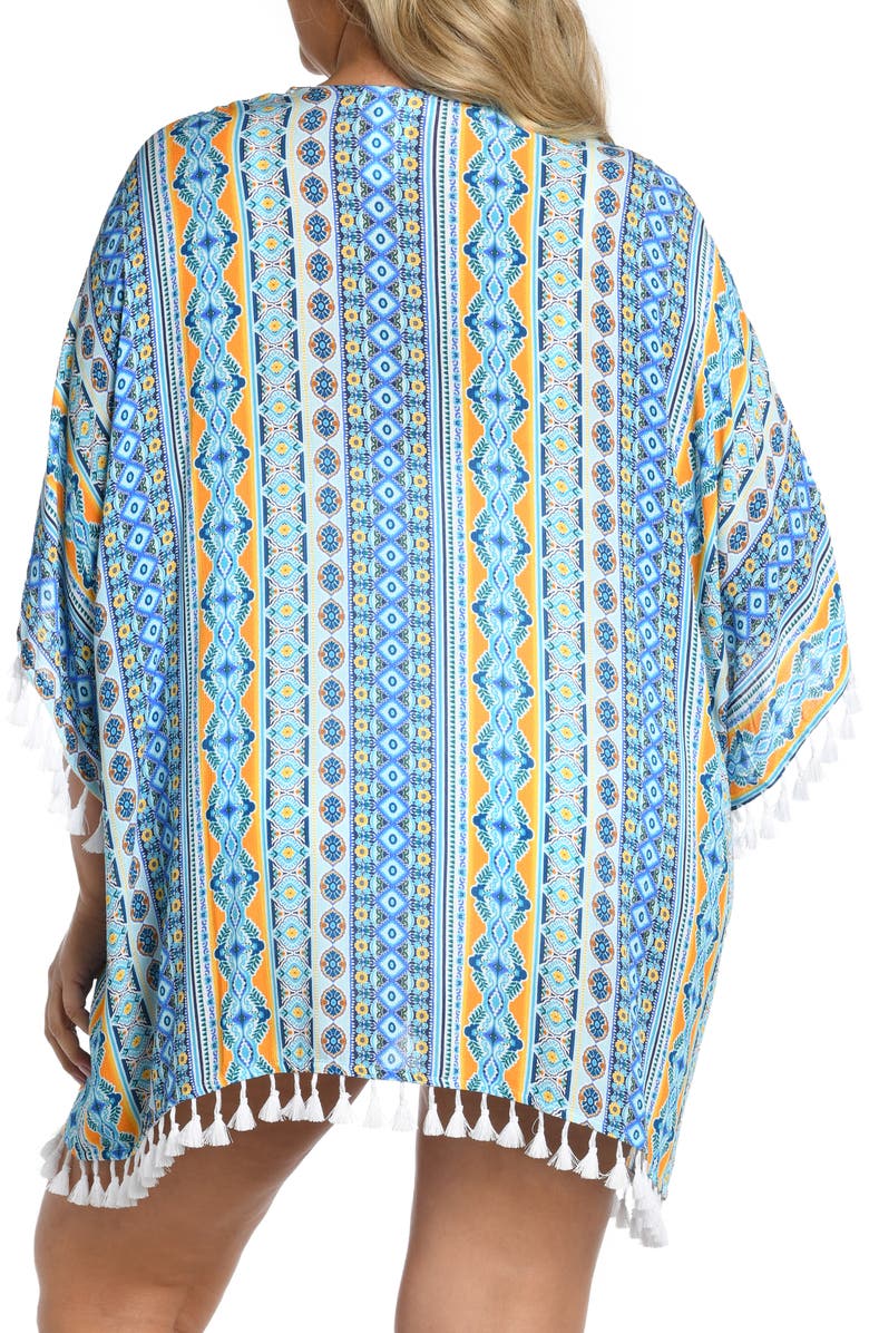 La Blanca Scarf City Tassel Trim Cover-Up, Alternate, color, Ice Blue