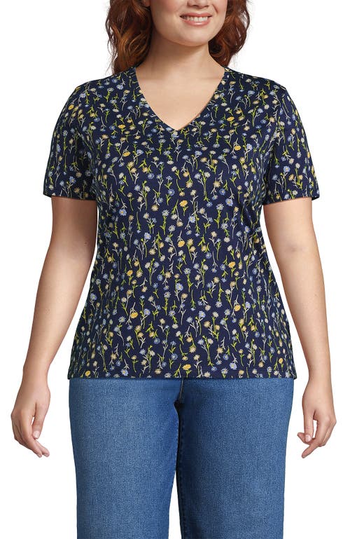 Lands' End Relaxed Supima Cotton V-neck T-shirt In Blue