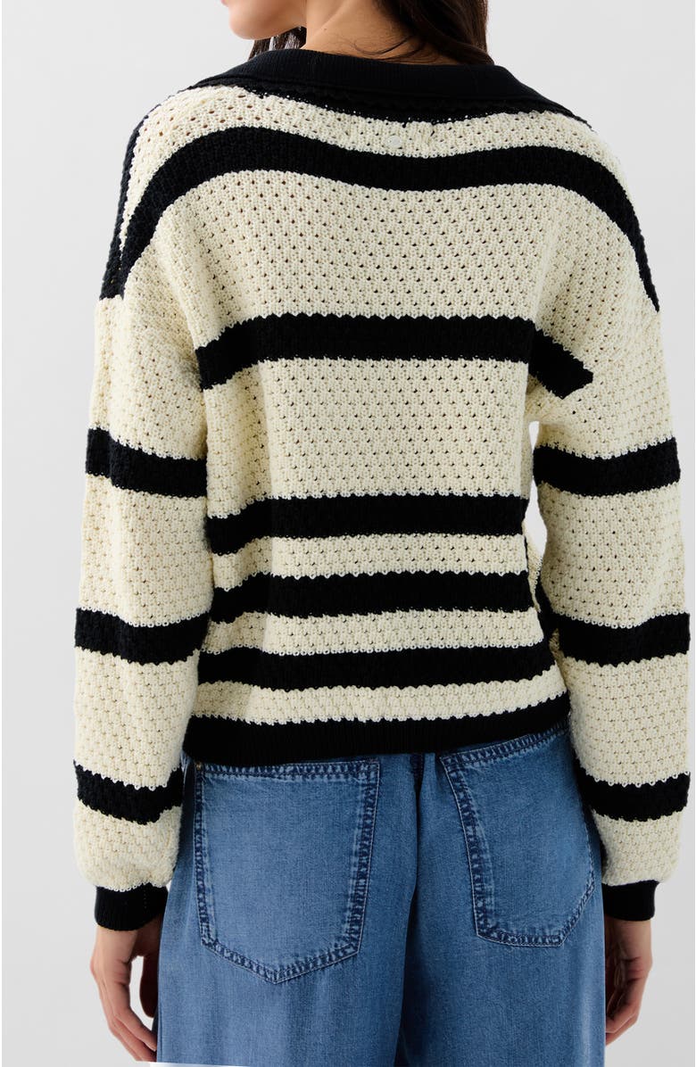 Scalpers Polo Crochet Jumper, Alternate, color, Blackstripes