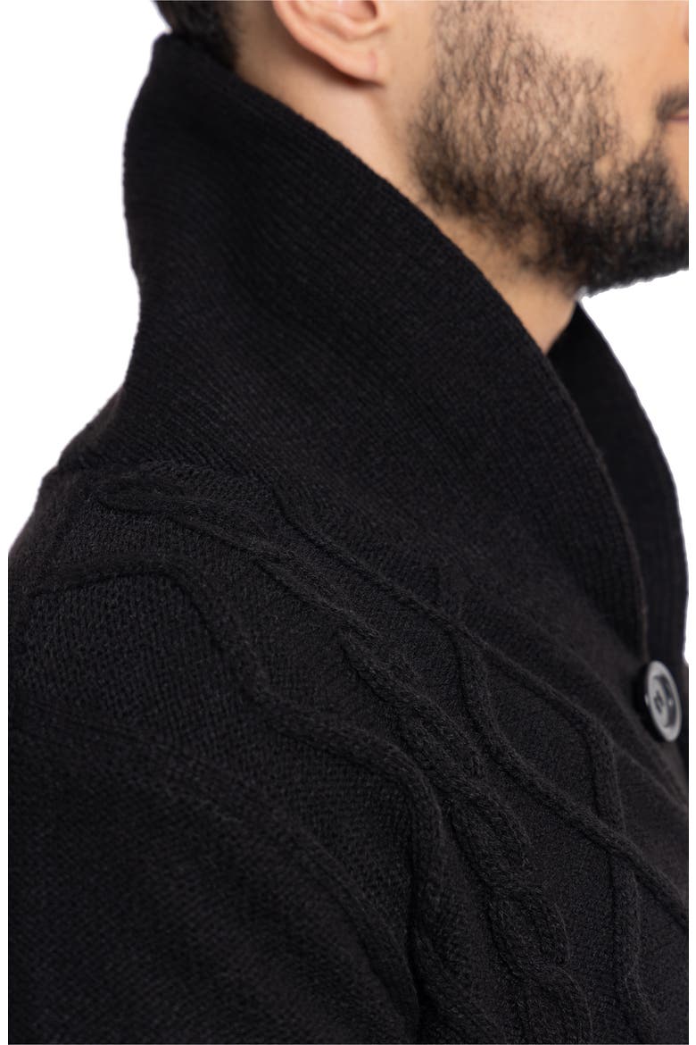 Cable Knit Button-Down Sweater, Alternate, color, BLACK