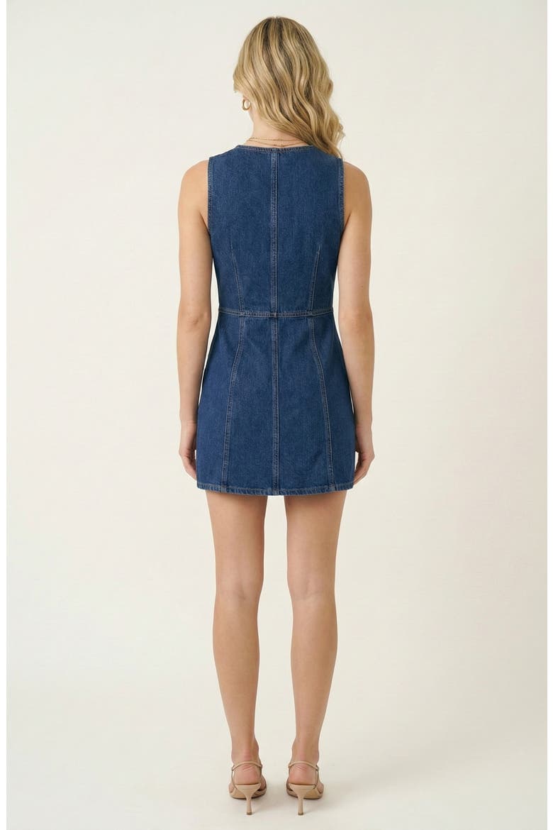Sleeveless Button Front Denim Mini Dress, Alternate, color, Denim Blue