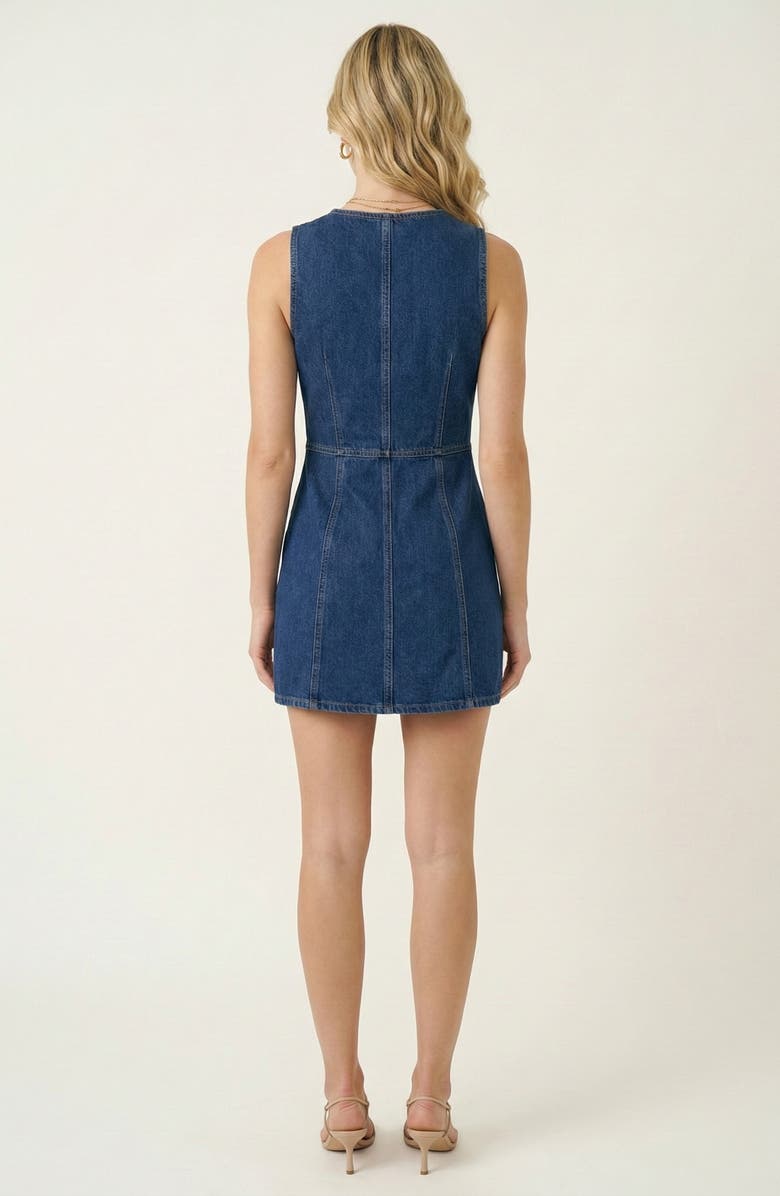 Modenaire Sleeveless Button Front Denim Mini Dress, Alternate, color, 