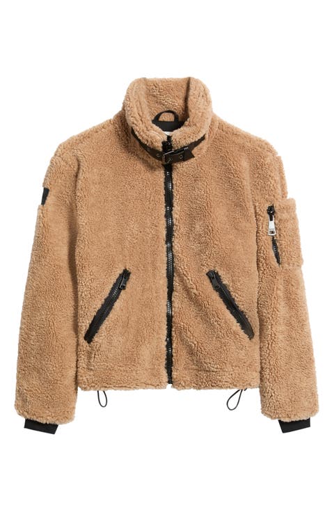 Denver Faux Fur Jacket with Leather Trim
