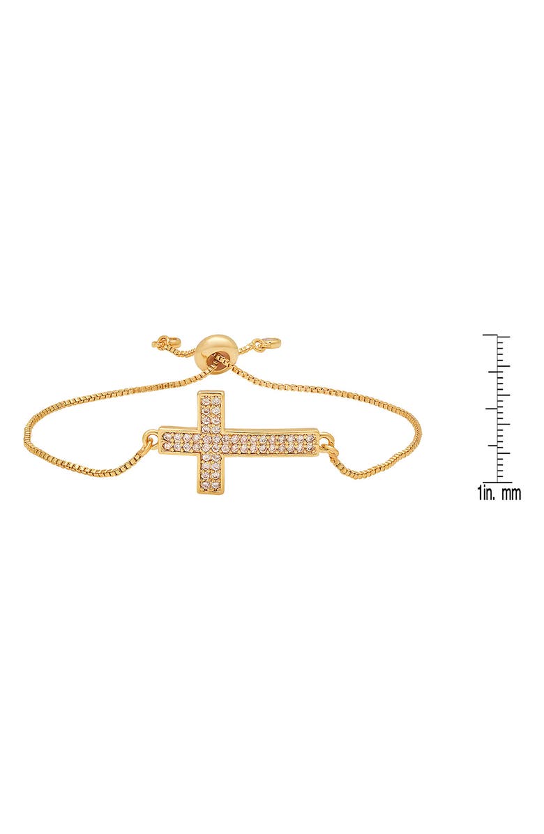 HMY JEWELRY Pavé CZ Cross Slide Bracelet, Alternate, color, Gold