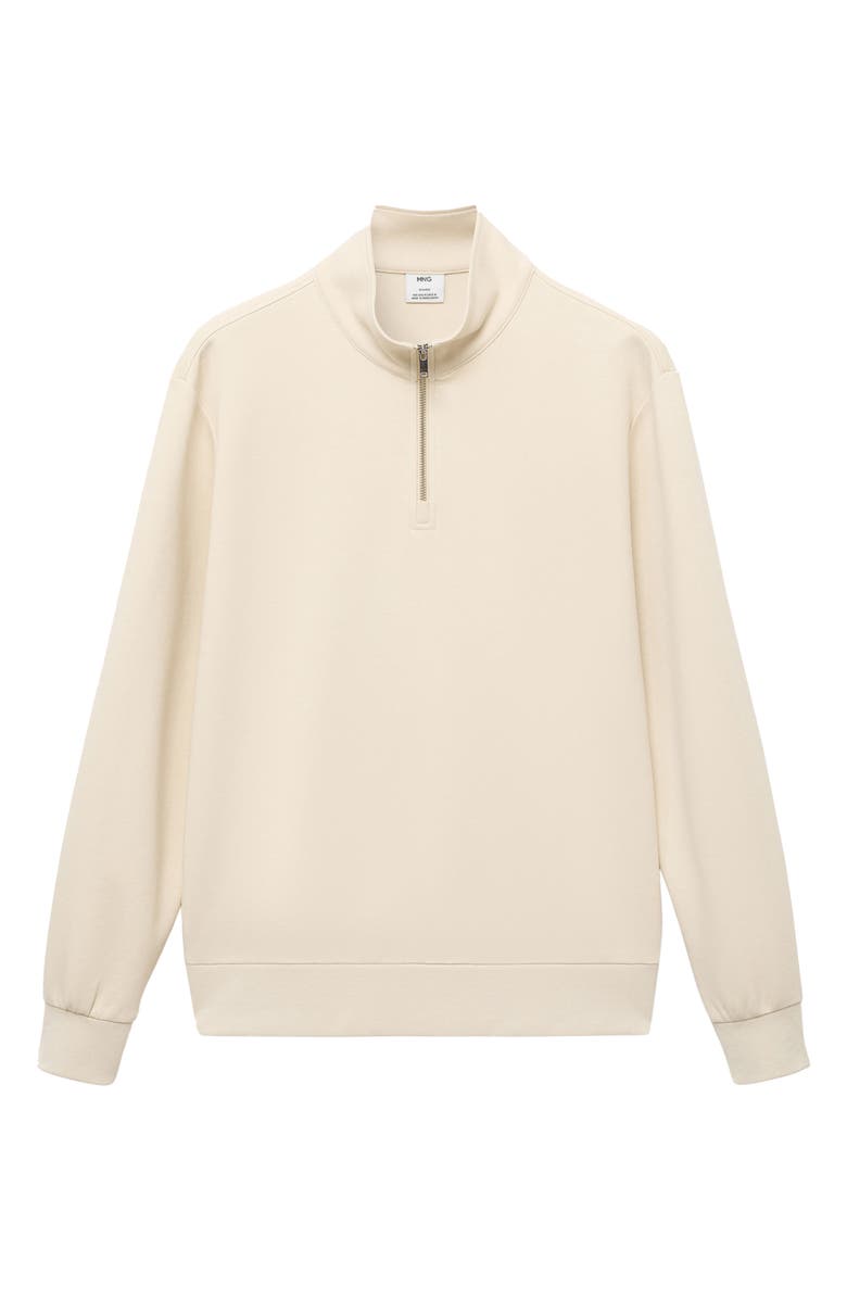 MANGO Quarter Zip Sweatshirt, Alternate, color, Ecru