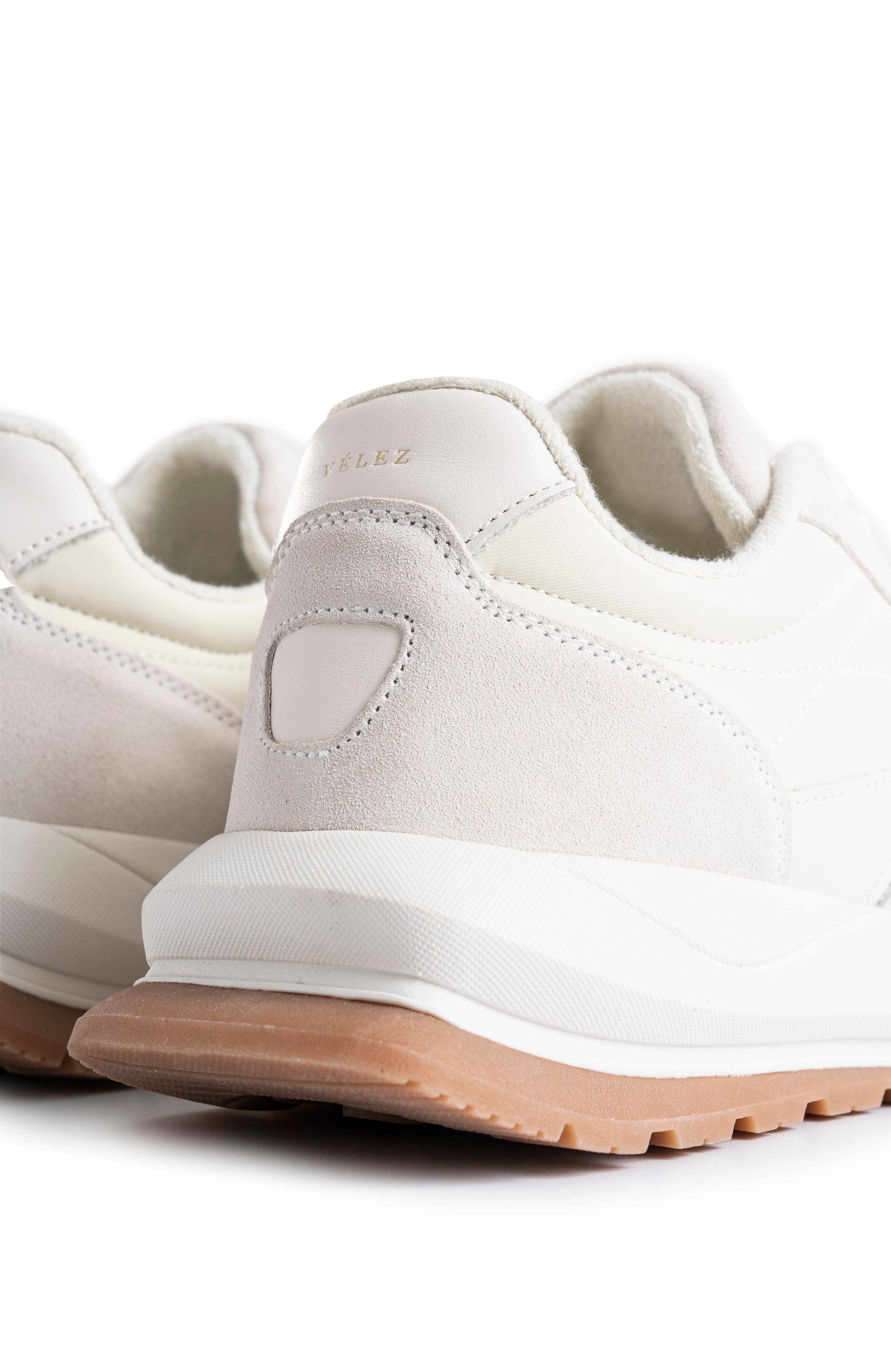 Velez Leather and Textile Sneakers Sporty Look, Alternate, color, White