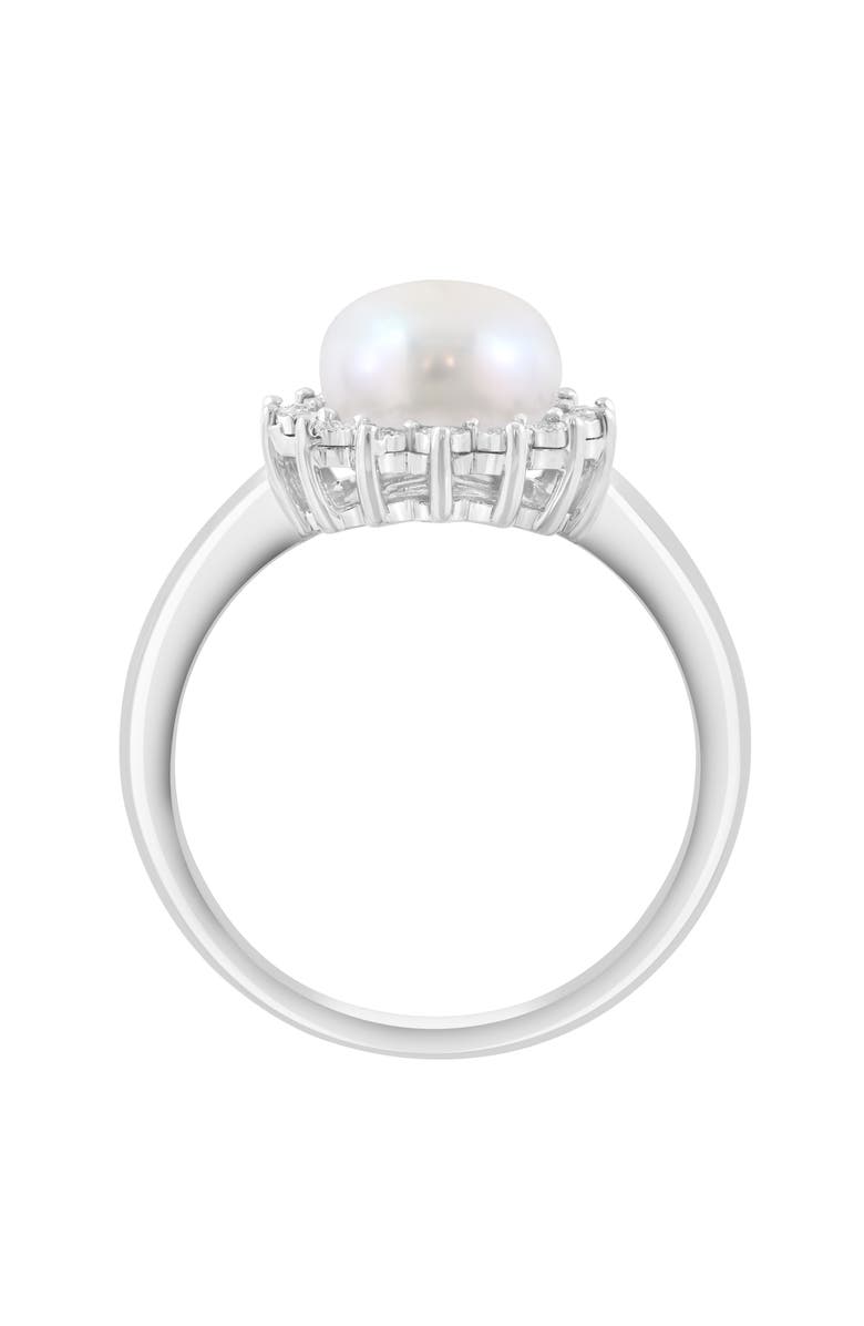 EFFY Sterling Silver Pearl Diamond Halo Ring, Alternate, color, White