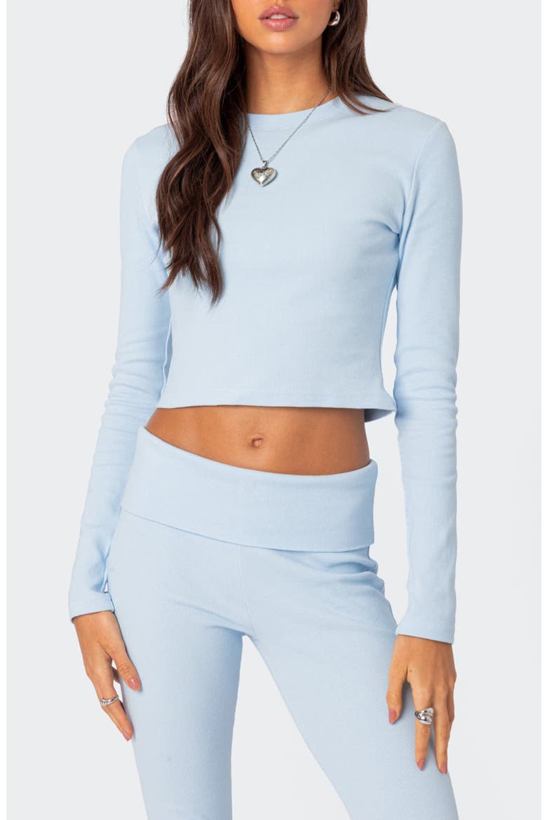 Coffee Break Rib Crop Top, Main, color, LIGHT-BLUE