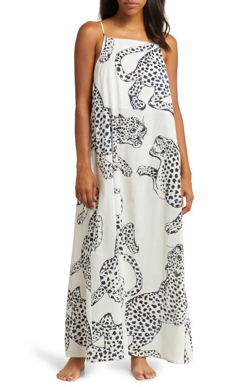 Desmond & Dempsey Print Square Neck Nightgown in Jag Cream 