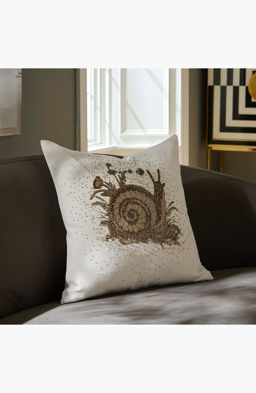 Jonathan Adler Botanist Snail Beaded Pillow In White