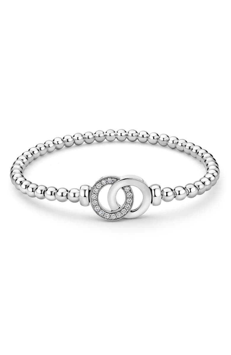 LAGOS Signature Caviar Interlocking Diamond Stretch Bracelet, Main, color, Silver