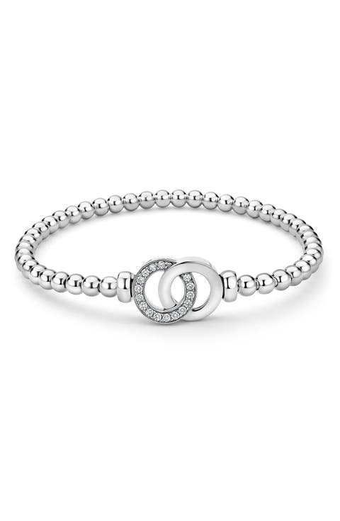 Signature Caviar Interlocking Diamond Stretch Bracelet