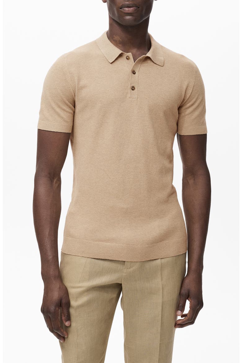 Band Collar Button-Up Shirt, Main, color, BEIGE