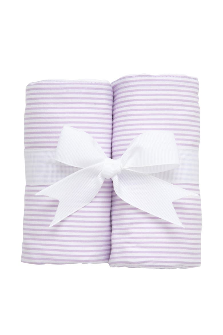 Seersucker Stripe Set of Two Burp Cloths, Main, color, Lilac Seersucker Stripe