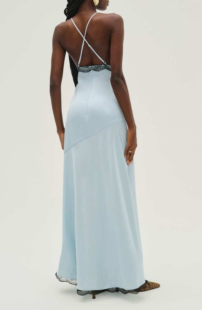 For Love & Lemons Mariella Lace Trim Satin Maxi Dress, Alternate, color,