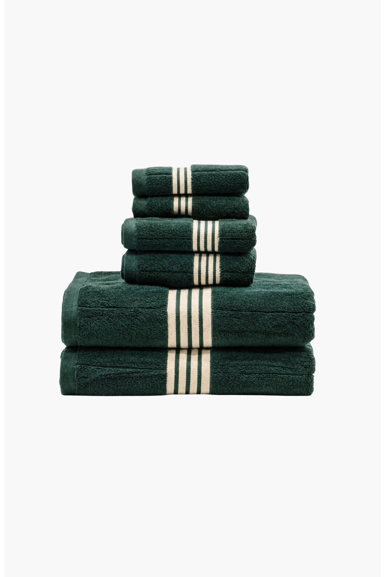 Nautilus 6-Piece Bath Towel Standard Set, Main, color, Verdant / Ecru