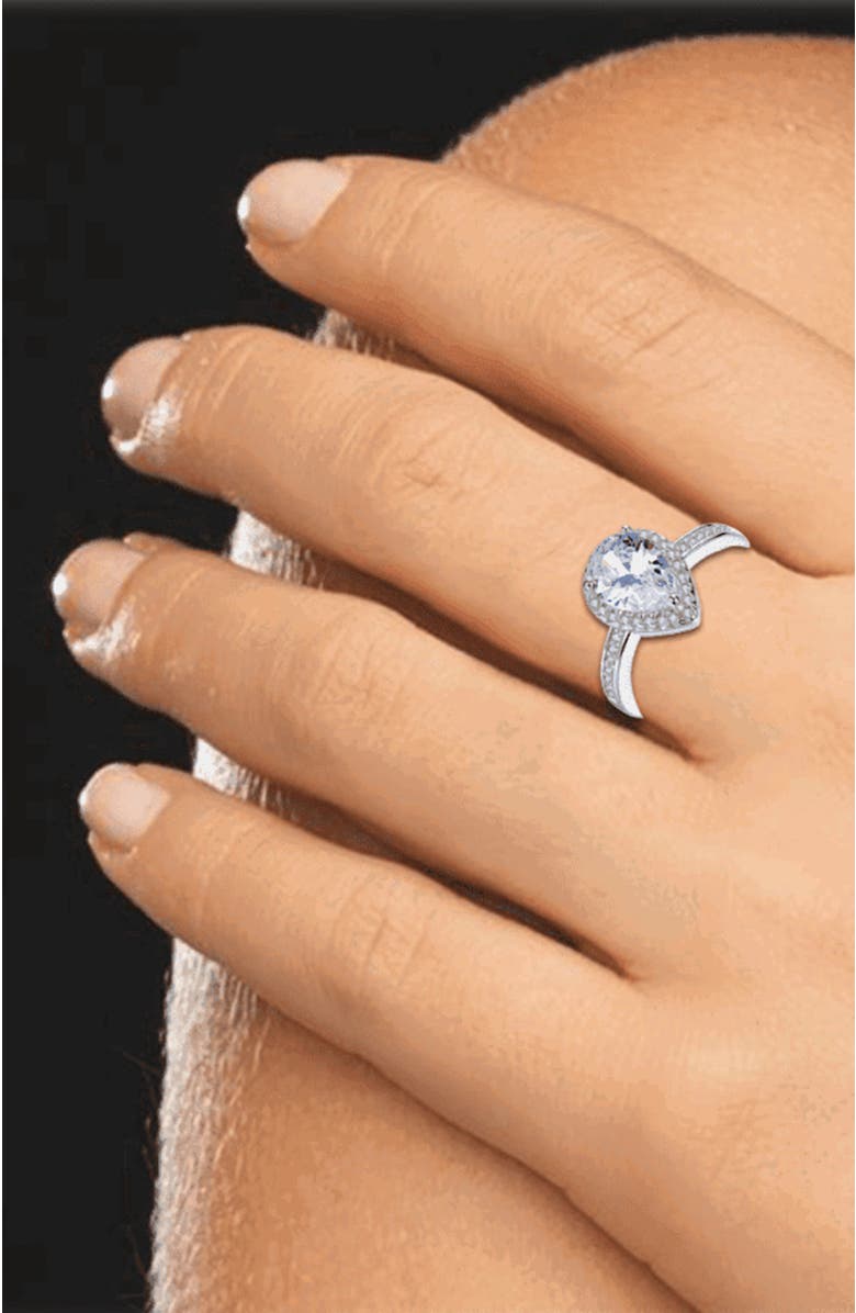 DLORIA Halo Pear Cut Ring Cubic Zirconia, Alternate, color, 
