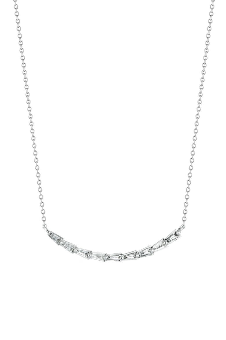 Tapered Baguette Curved Diamond Bar Necklace, Main, color, WHITE GOLD