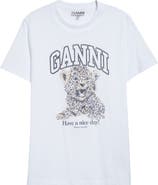 Ganni Leopard Cotton Graphic T-Shirt