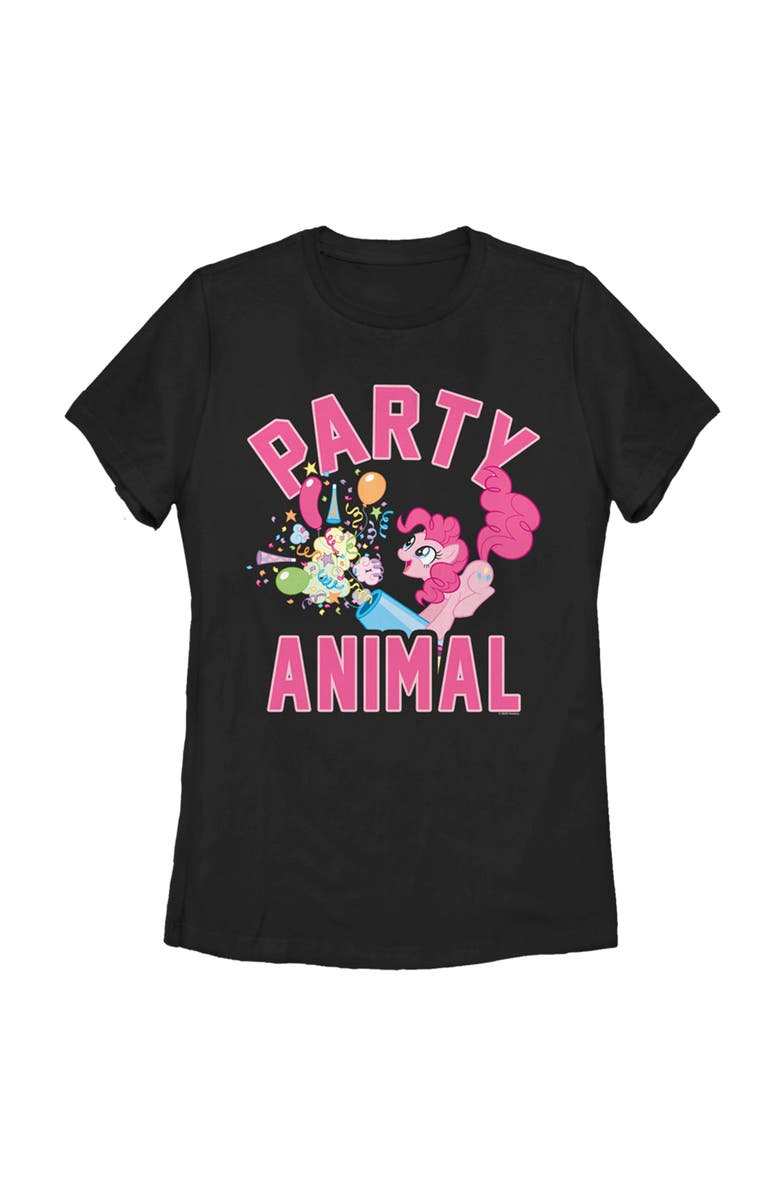 My Little Pony: Friendship is Magic Women's My Little Pony Friendship is Magic Pinkie Pie Party Animal Graphic T-Shirt, Main, color, Black